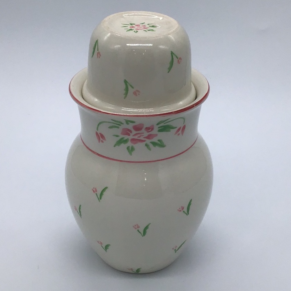 Teleflora Tumble Up Bedside Water Carafe Tumbler Set Ceramic Pink Tulips 1985